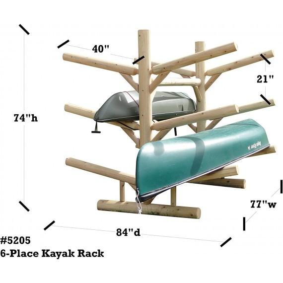 Log Kayak Rack 6-Place