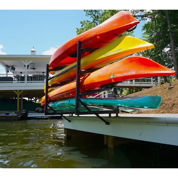 StoreYourBoard 4 Kayak Dock Storage Rack, Outdoor Over The Water Mount, Holds 400 lbs, Heavy-Duty Metal Stand