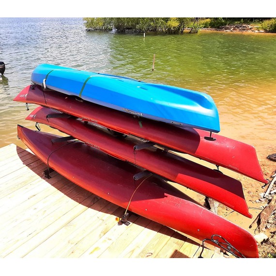 StoreYourBoard 4 Kayak Dock Storage Rack, Outdoor Over The Water Mount, Holds 400 lbs, Heavy-Duty Metal Stand
