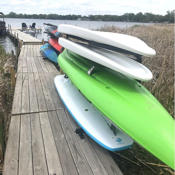 StoreYourBoard 4 Kayak Dock Storage Rack, Outdoor Over The Water Mount, Holds 400 lbs, Heavy-Duty Metal Stand