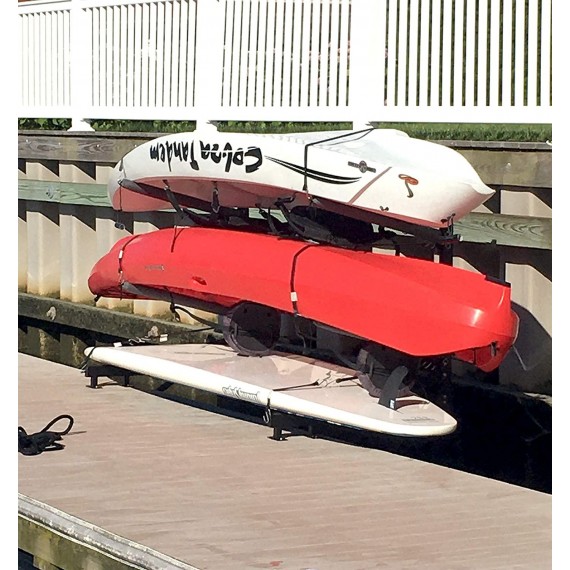 StoreYourBoard 4 Kayak Dock Storage Rack, Outdoor Over The Water Mount, Holds 400 lbs, Heavy-Duty Metal Stand