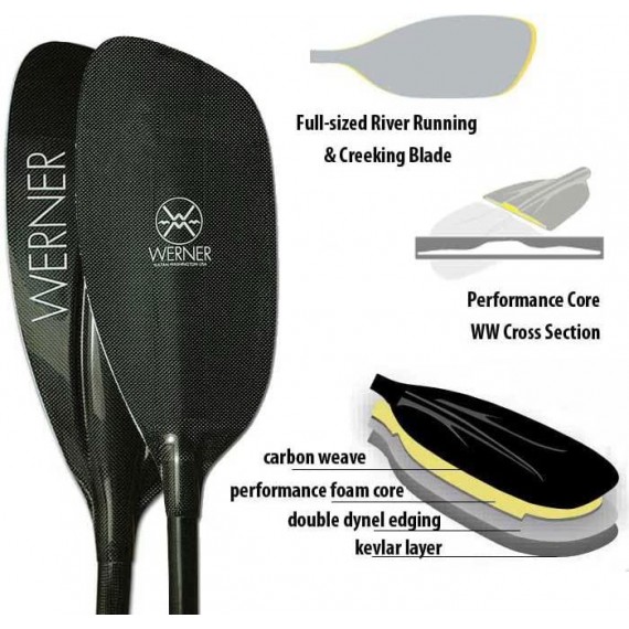 Werner Sho-Gun Carbon Bent Shaft Whitewater Kayak Paddle