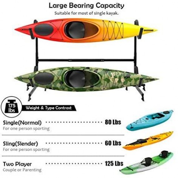 Sunil Freestanding Kayak Rack Height Adjustable Dual Storage