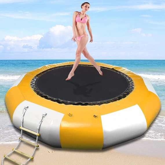 CCHH 10 Foot Inflatable Floating Trampoline, with Air Pump and Escalator, 1 to 2 Person