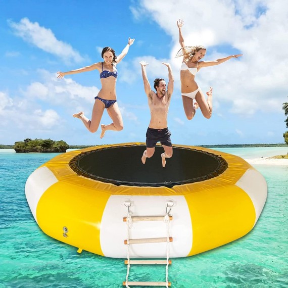 CCHH 10 Foot Inflatable Floating Trampoline, with Air Pump and Escalator, 1 to 2 Person