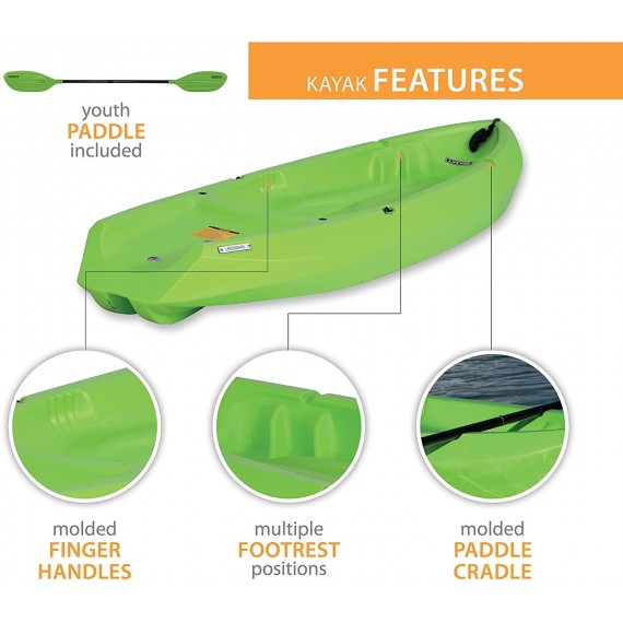 6 ft. Youth Kayak Great Stability Perfect for Kid, Paddle Included, Green