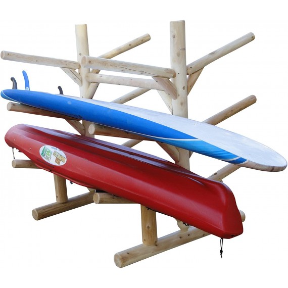 Log Kayak Rack 6-Place Freestanding Kayak and SUP Storage Rack