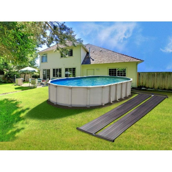 SunQuest Solar Swimming Pool Heaters - 2 Solar Hot Water Heater Panels w/ Max-Flow  - Swimming Pool Accessories for Above Ground Pools (2' x 20', 2 Count + Couplers + Integrated Diverter Valve)