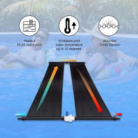 SunQuest Solar Swimming Pool Heaters - 2 Solar Hot Water Heater Panels w/ Max-Flow  - Swimming Pool Accessories for Above Ground Pools (2' x 20', 2 Count + Couplers + Integrated Diverter Valve)